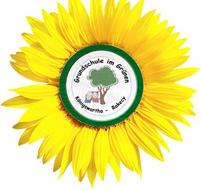 Logo Grundschule „Bjarnat Krawc“ Königswartha mit Sonnenblume in Königswartha
